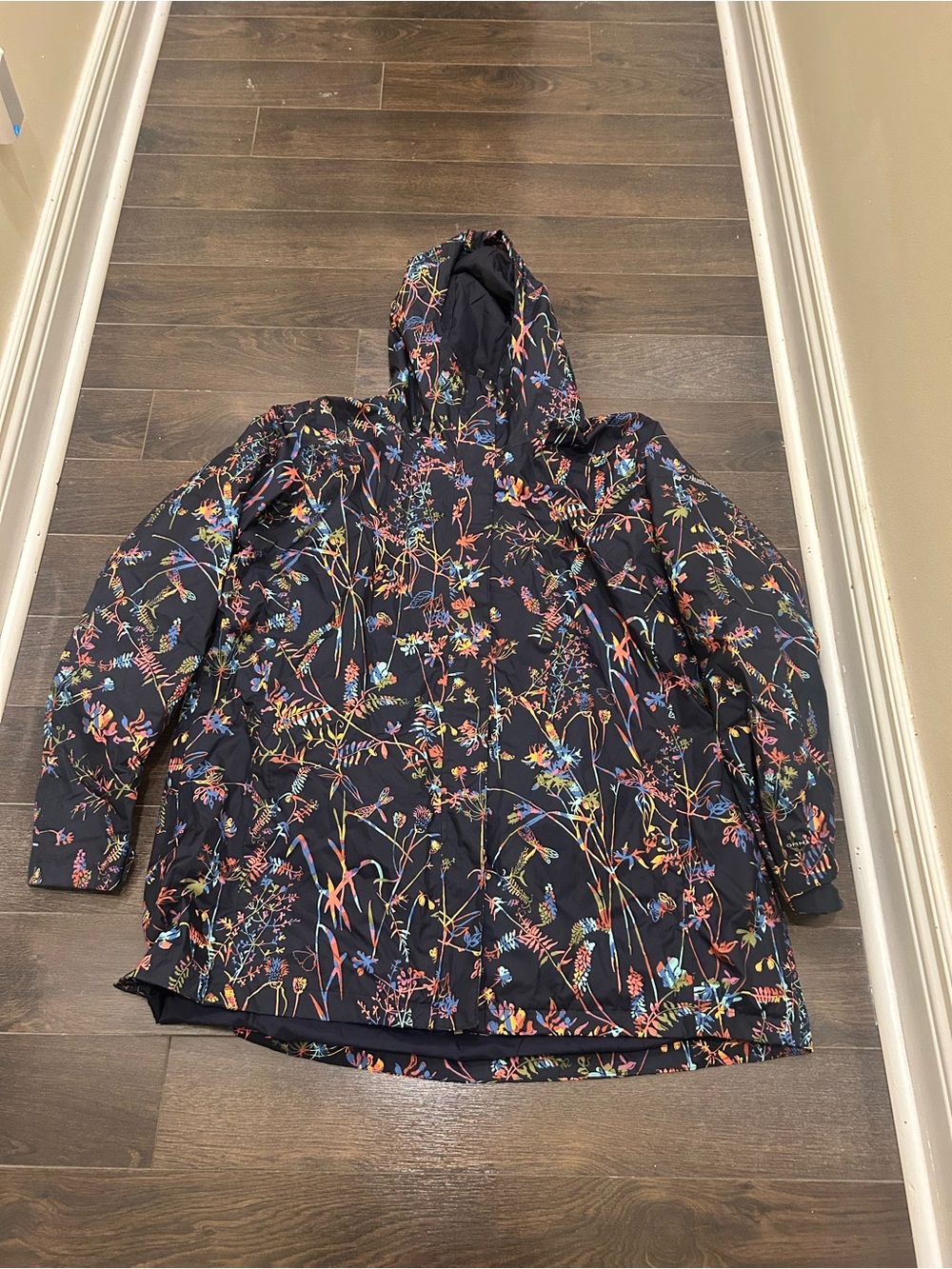 Columbia Black Floral Hooded Utility Jacket